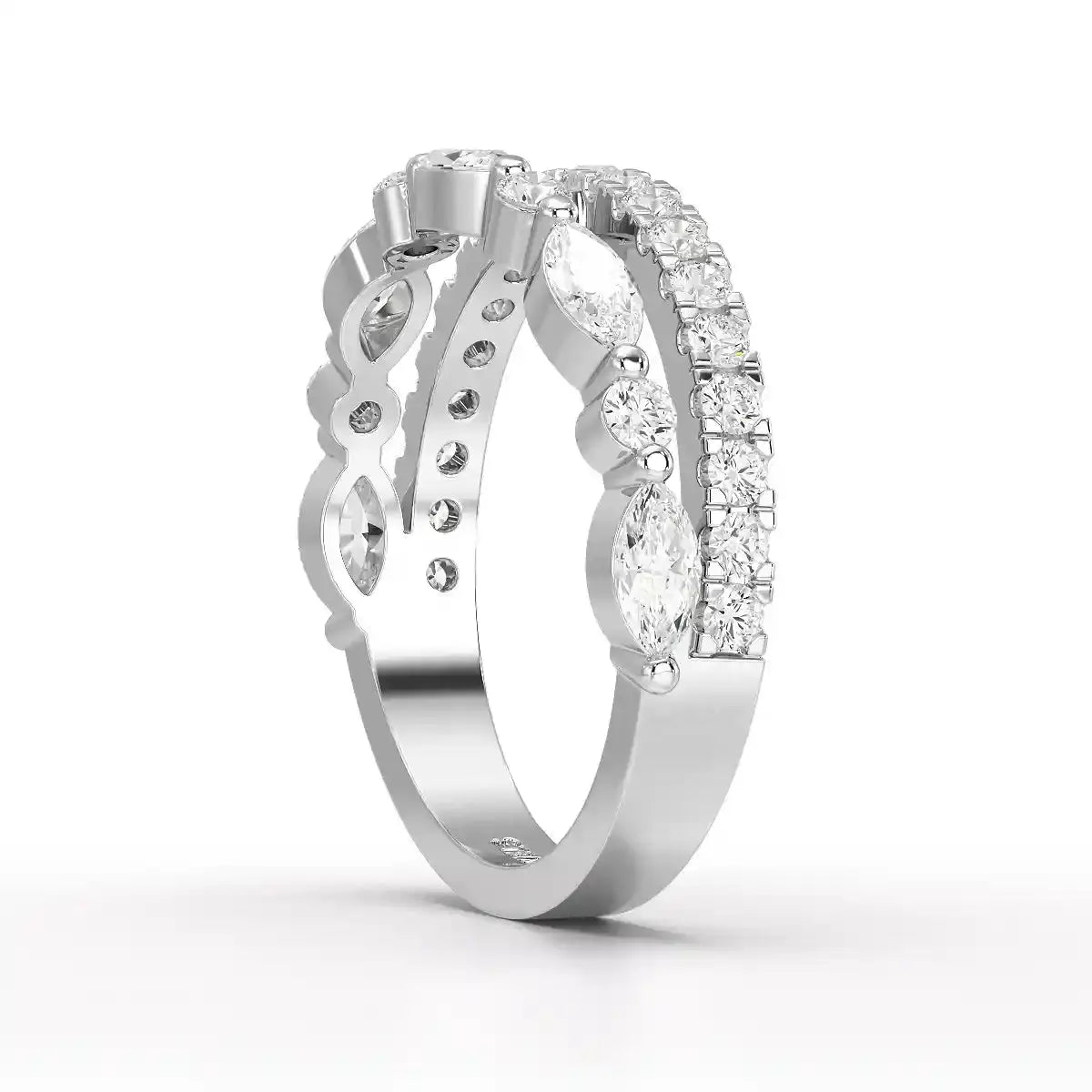 1 CT Marquise and Round Shaped Lab Diamond Ring Jama Jewels