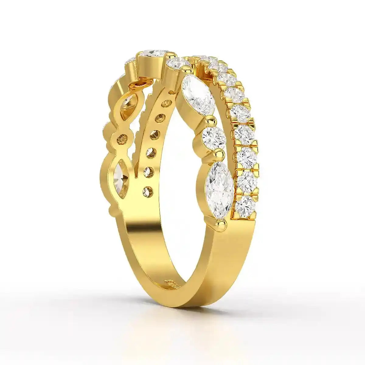 1 CT Marquise and Round Shaped Lab Diamond Ring Jama Jewels