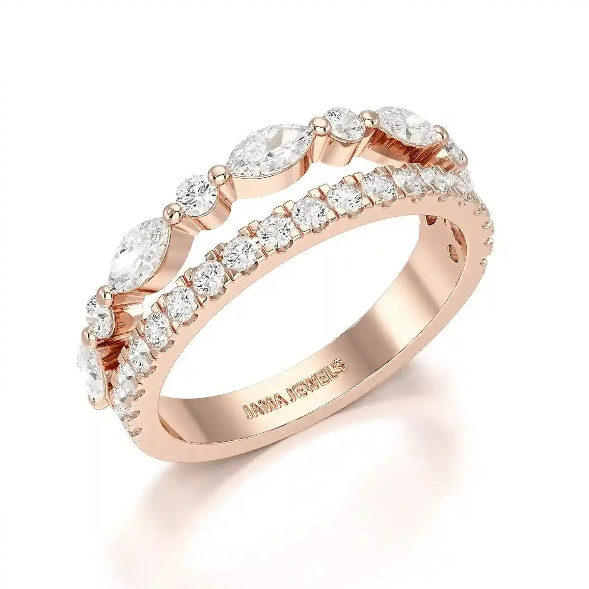 1 CT Marquise and Round Shaped Lab Diamond Ring Jama Jewels