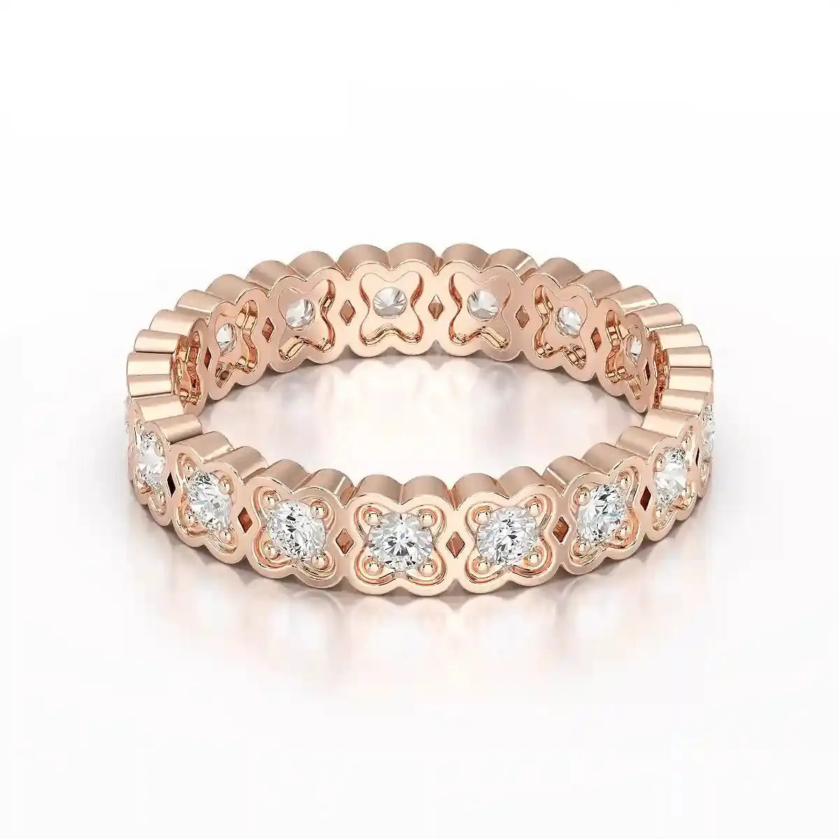 0.65 CT Flower Shape Eternity Ring with Round Cut Lab Diamonds Jama Jewels