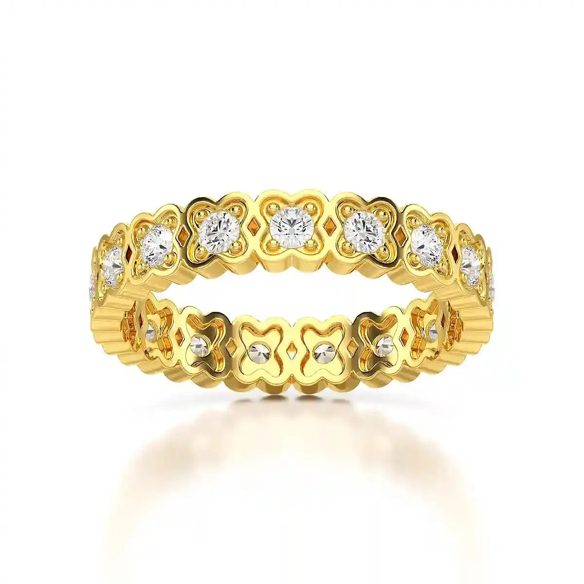 0.65 CT Flower Shape Eternity Ring with Round Cut Lab Diamonds Jama Jewels