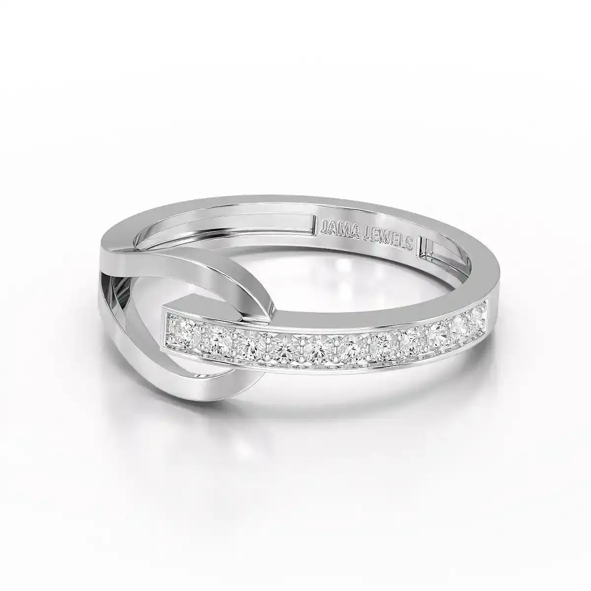 0.15 CT Loop Ring with Round Cut Lab Diamonds Jama Jewels