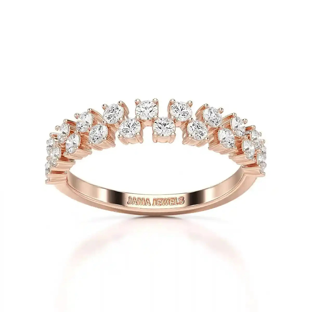 0.7 CT Half Eternity Ring with Two Layer Round Cut Lab Diamonds Jama Jewels