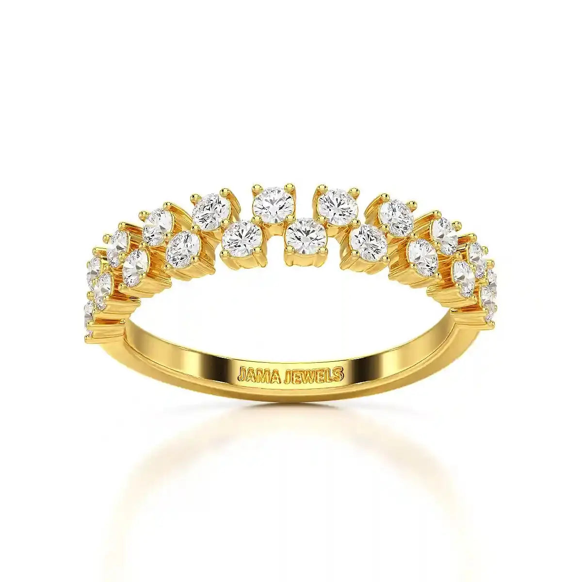 0.7 CT Half Eternity Ring with Two Layer Round Cut Lab Diamonds Jama Jewels