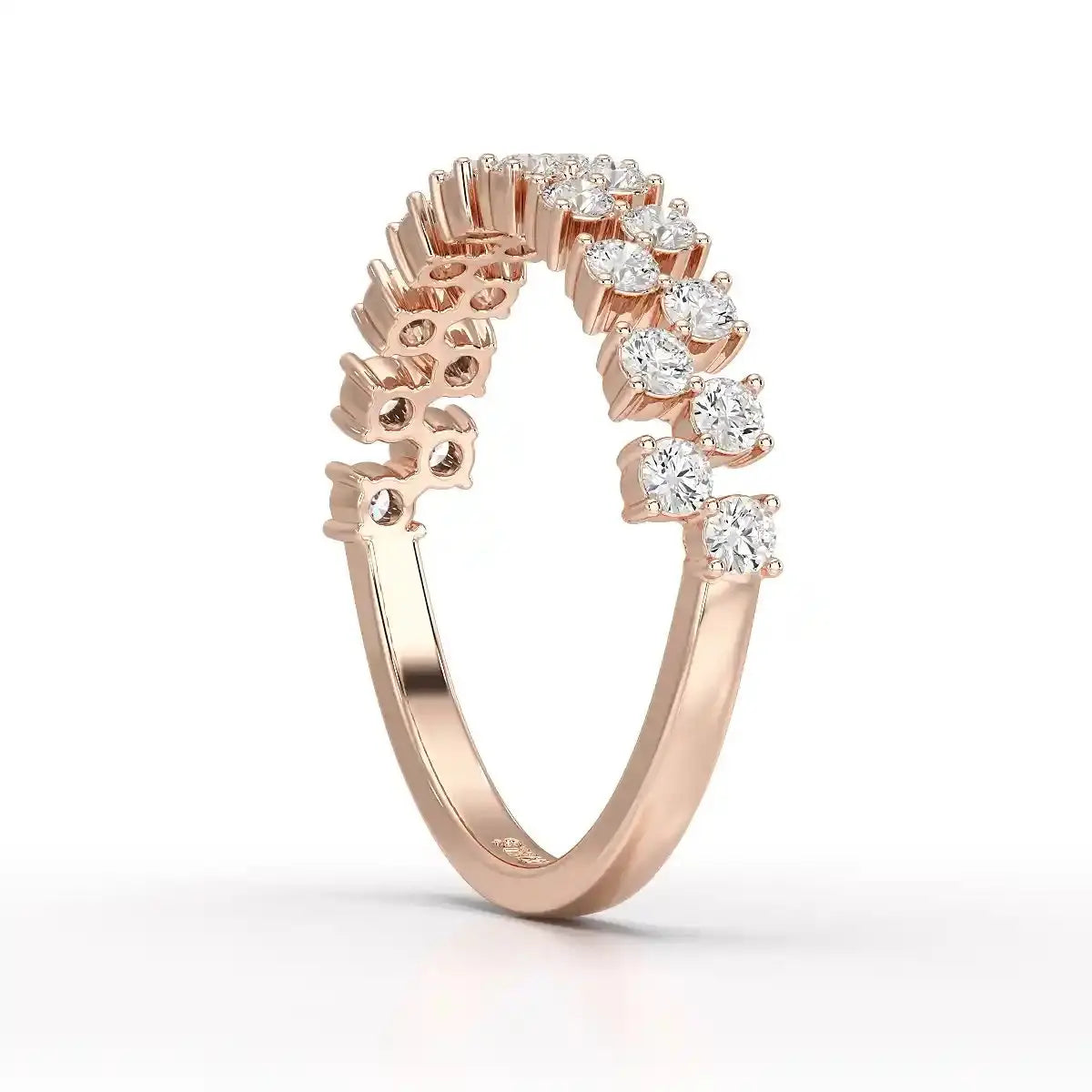 0.7 CT Half Eternity Ring with Two Layer Round Cut Lab Diamonds Jama Jewels