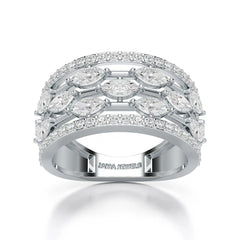 1.75 CT Five Row Ring with Marquise & Round Diamonds Jama Jewels