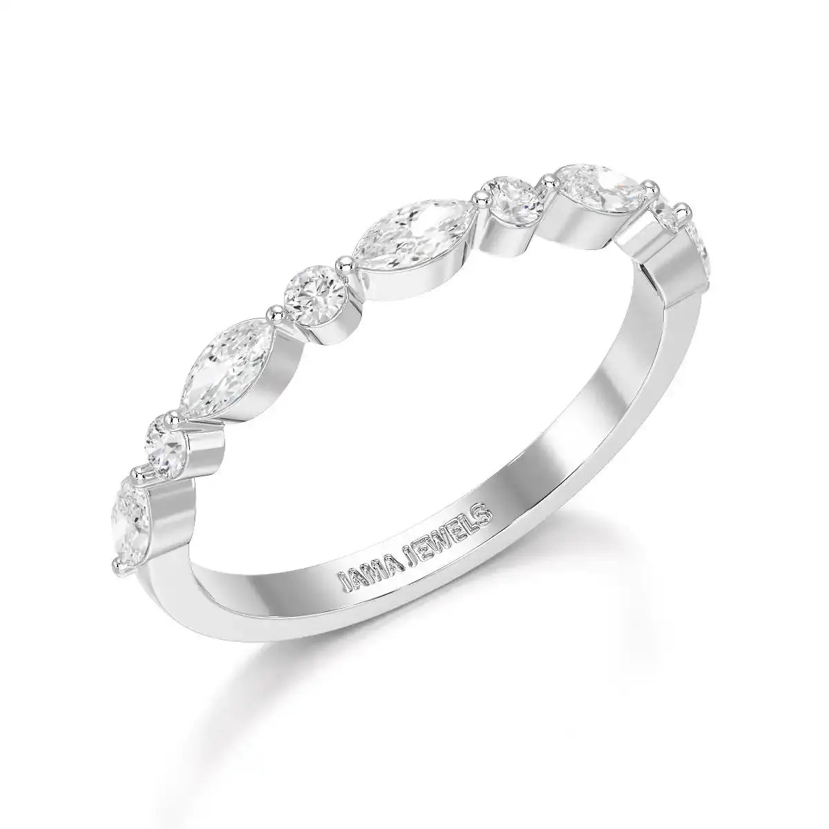 0.45 CT Half Eternity Ring with Marquise & Round Cut Lab Diamonds Jama Jewels