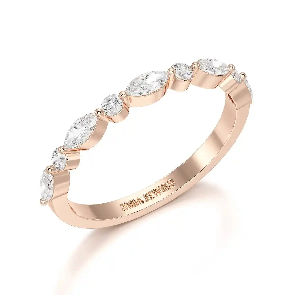 0.45 CT Half Eternity Ring with Marquise & Round Cut Lab Diamonds Jama Jewels