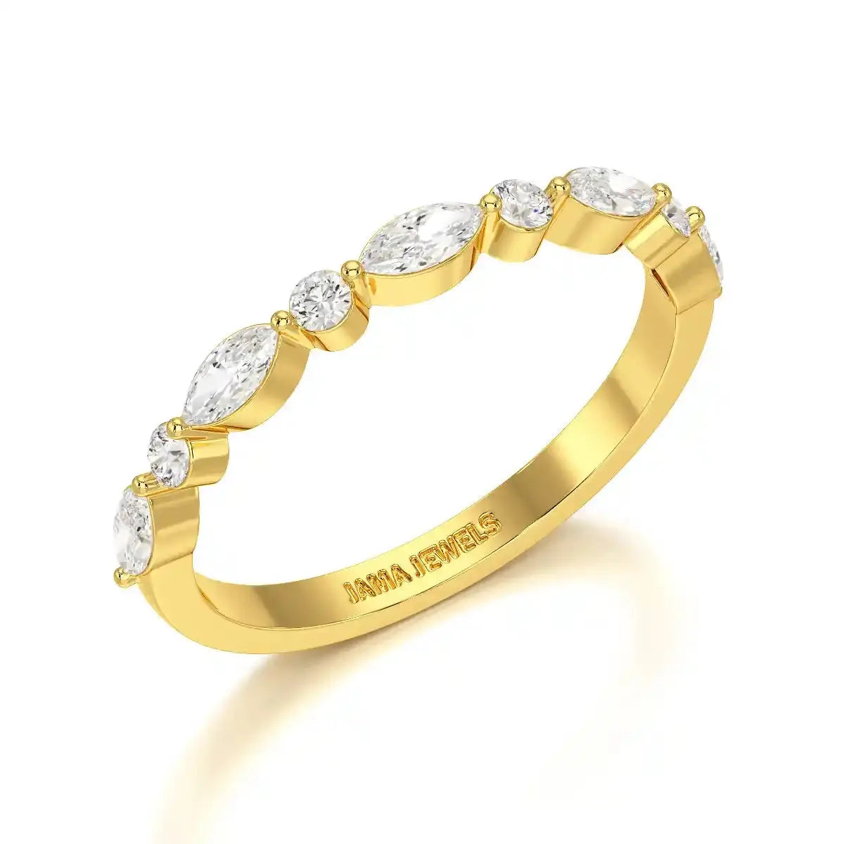 0.45 CT Half Eternity Ring with Marquise & Round Cut Lab Diamonds Jama Jewels