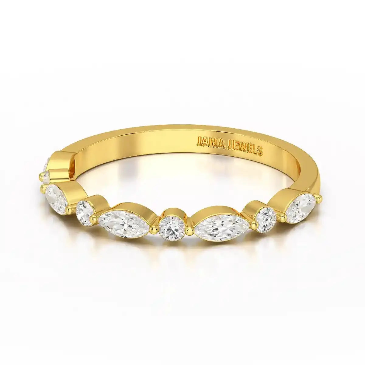 0.45 CT Half Eternity Ring with Marquise & Round Cut Lab Diamonds Jama Jewels