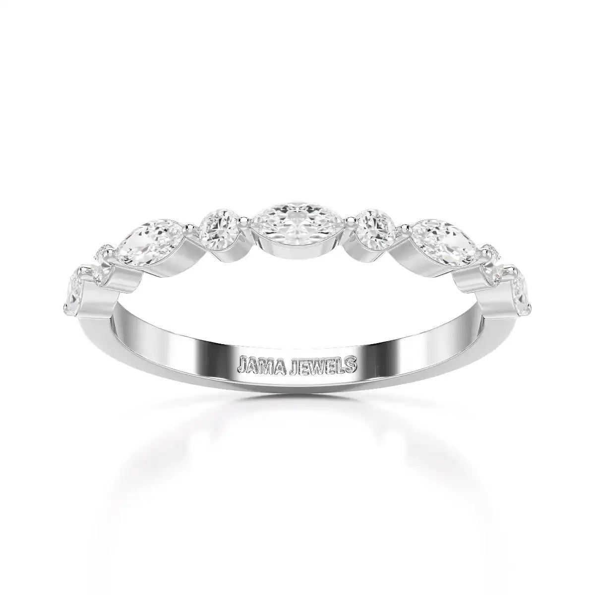 0.45 CT Half Eternity Ring with Marquise & Round Cut Lab Diamonds Jama Jewels