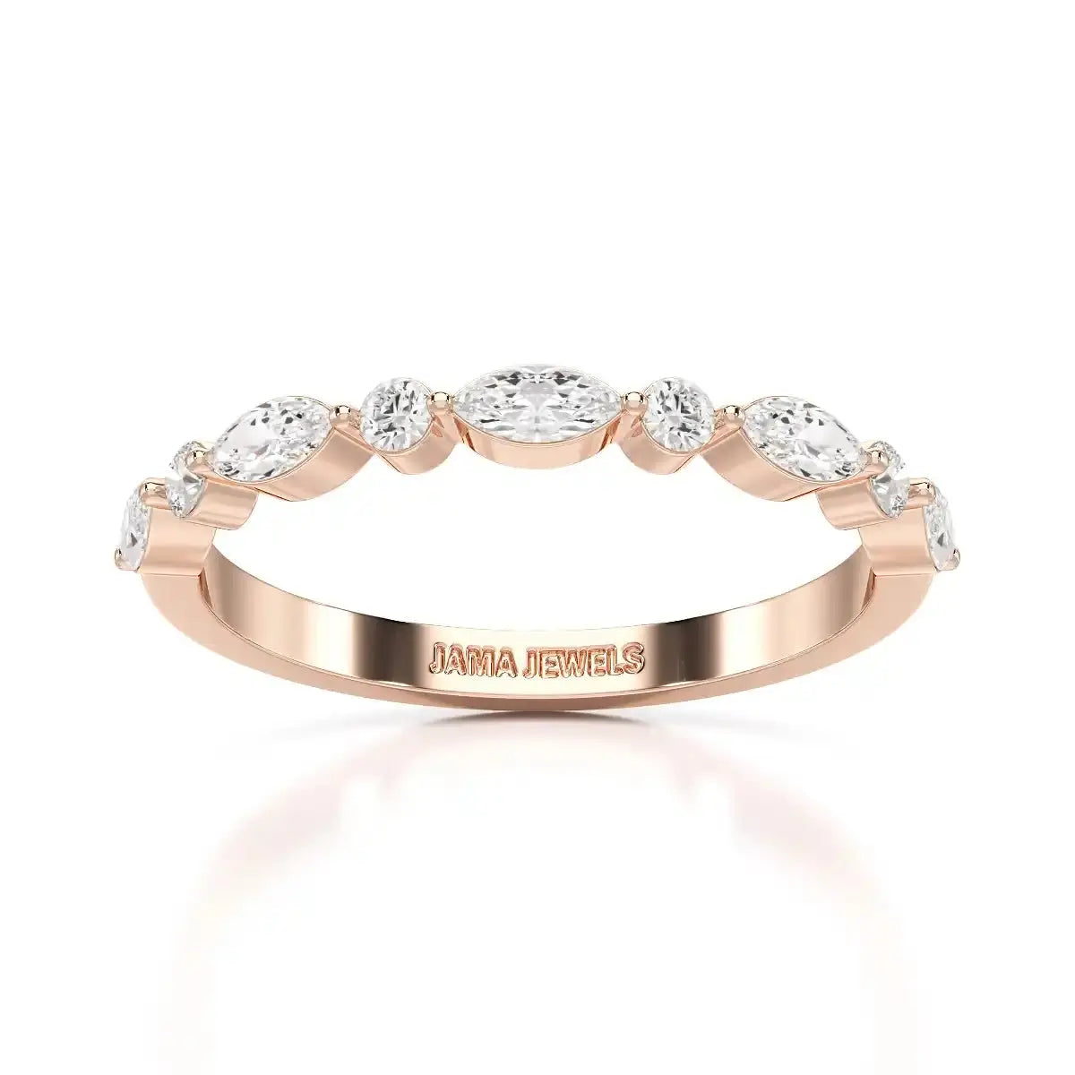0.45 CT Half Eternity Ring with Marquise & Round Cut Lab Diamonds Jama Jewels