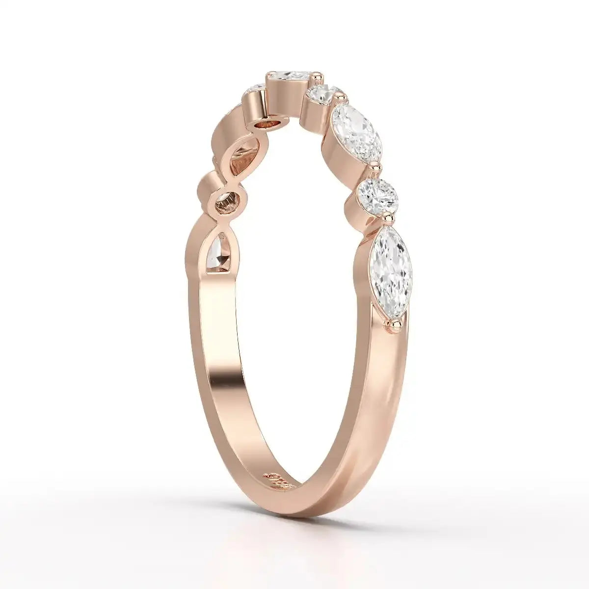 0.45 CT Half Eternity Ring with Marquise & Round Cut Lab Diamonds Jama Jewels
