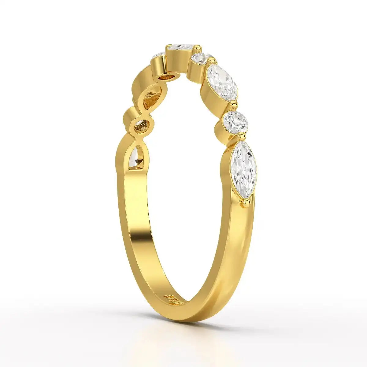 0.45 CT Half Eternity Ring with Marquise & Round Cut Lab Diamonds Jama Jewels