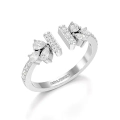 0.5 CT Lab Diamond Open Ring with Pear and Round Cut Diamonds Jama Jewels