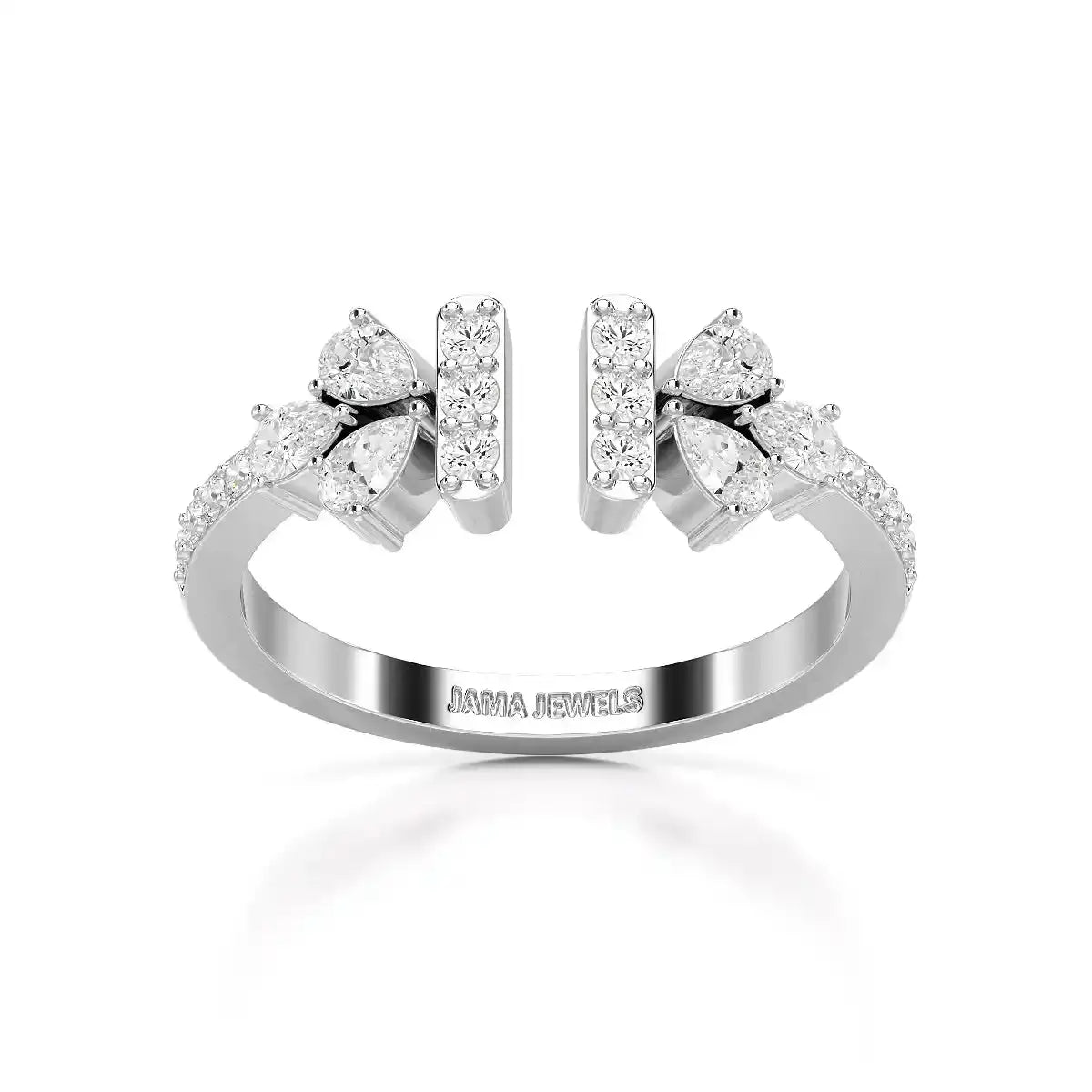 0.5 CT Lab Diamond Open Ring with Pear and Round Cut Diamonds Jama Jewels