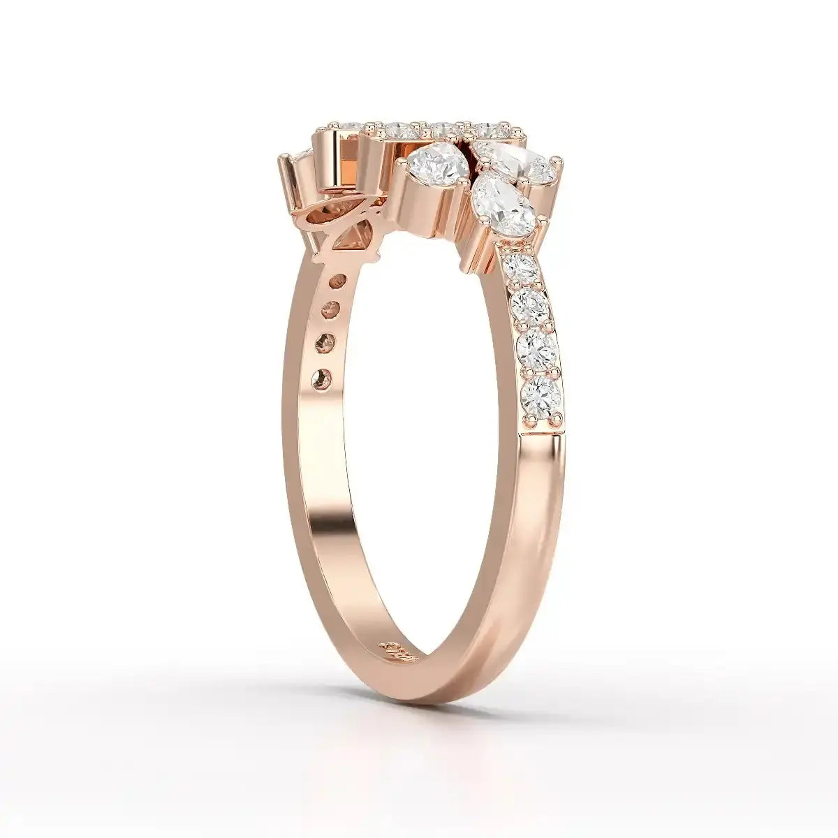 0.5 CT Lab Diamond Open Ring with Pear and Round Cut Diamonds Jama Jewels