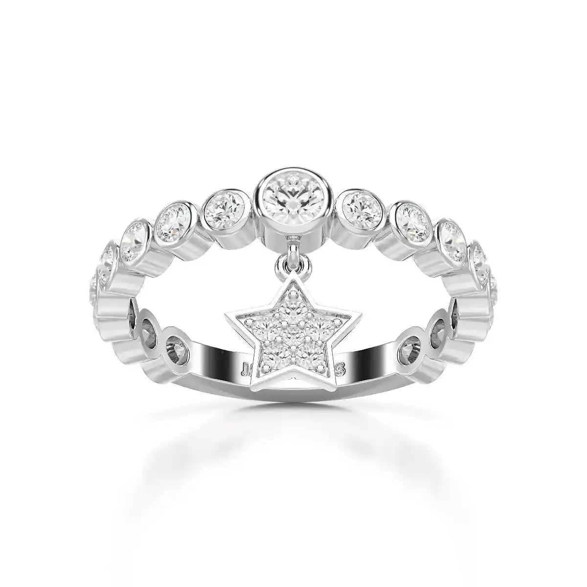 0.70 CT Round Cut Lab Diamond Ring with a Dangling Star Jama Jewels