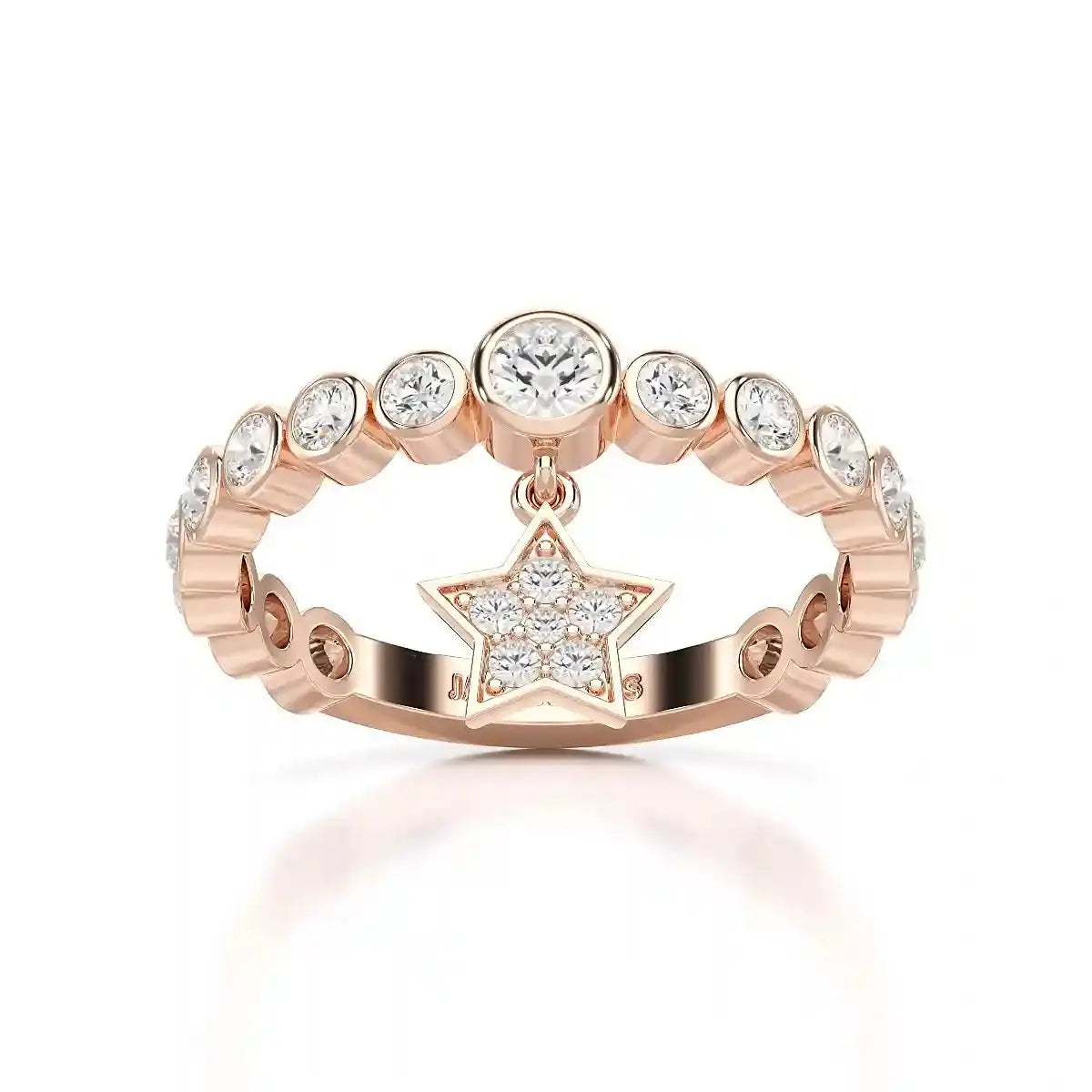 0.70 CT Round Cut Lab Diamond Ring with a Dangling Star Jama Jewels