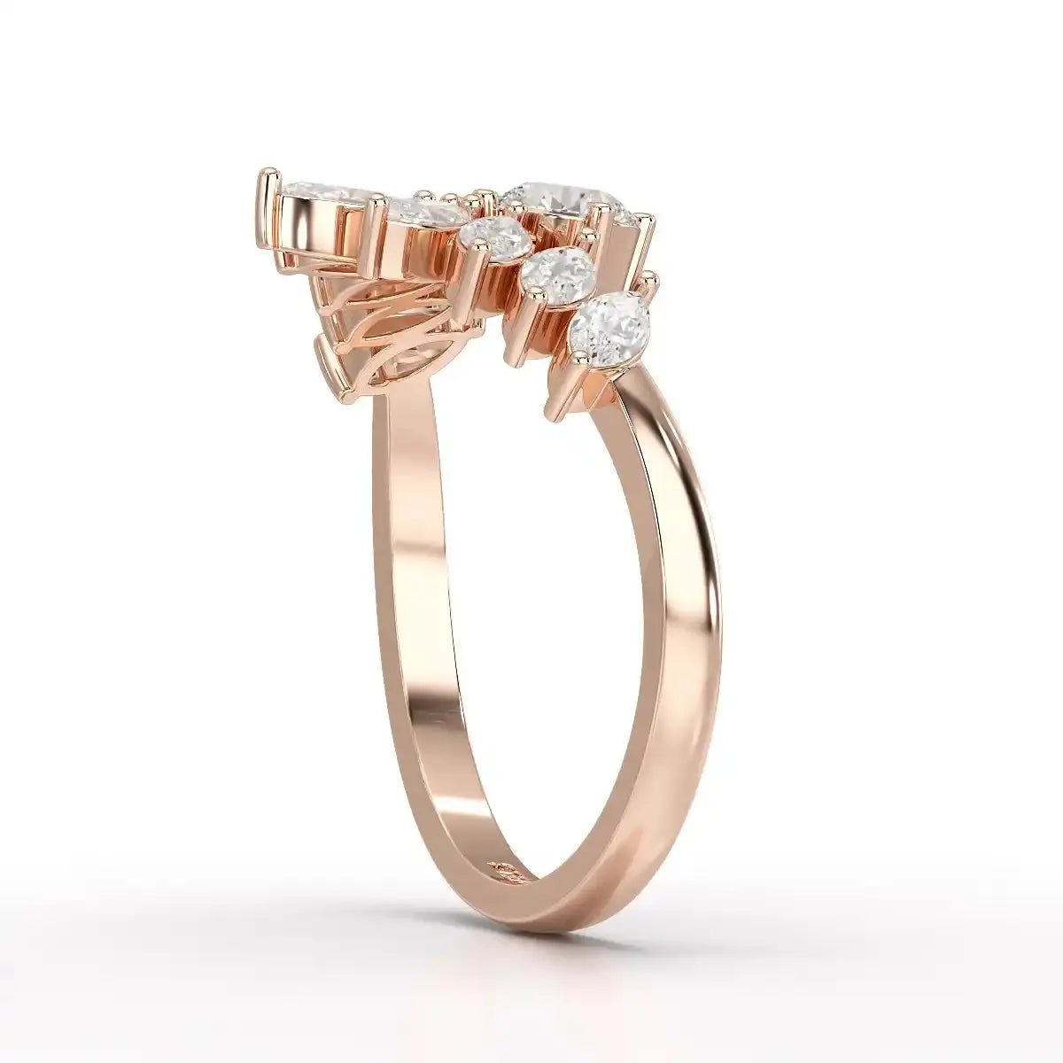 0.95 CT Cluster Ring with Marquise & Round Cut Lab Diamonds Jama Jewels