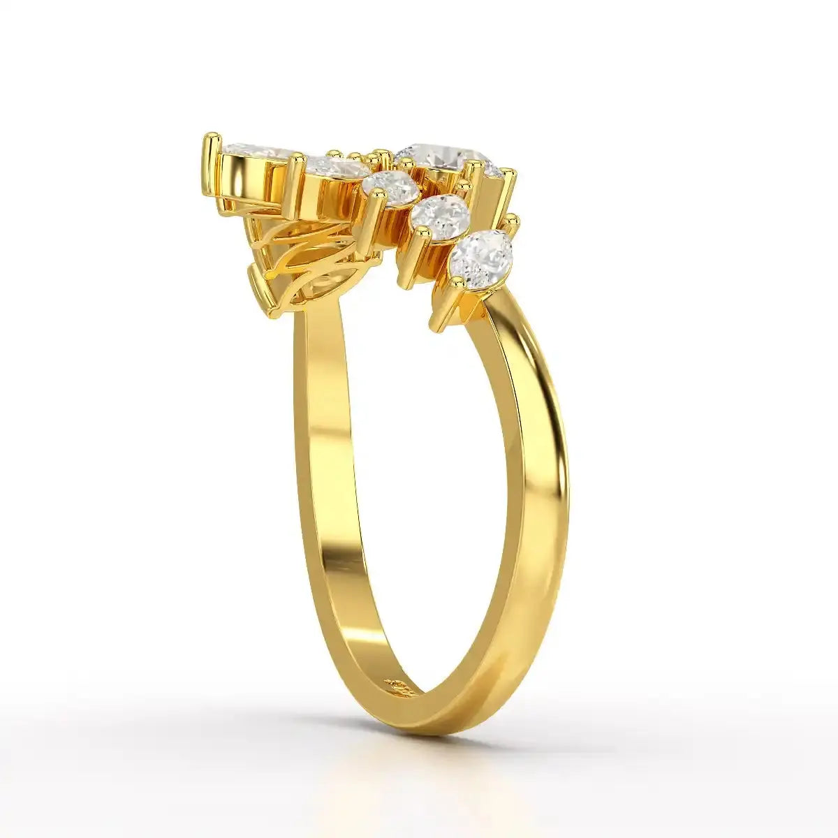0.95 CT Cluster Ring with Marquise & Round Cut Lab Diamonds Jama Jewels