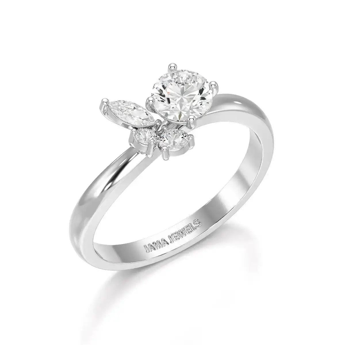 0.65 CT Marquise & Round Cut Lab Diamond Cluster Ring Jama Jewels