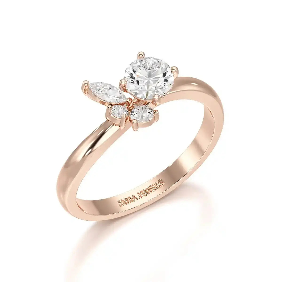 0.65 CT Marquise & Round Cut Lab Diamond Cluster Ring Jama Jewels