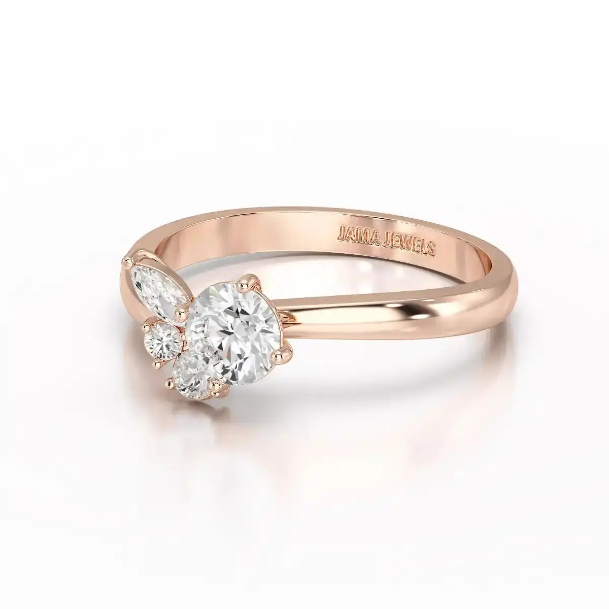 0.65 CT Marquise & Round Cut Lab Diamond Cluster Ring Jama Jewels