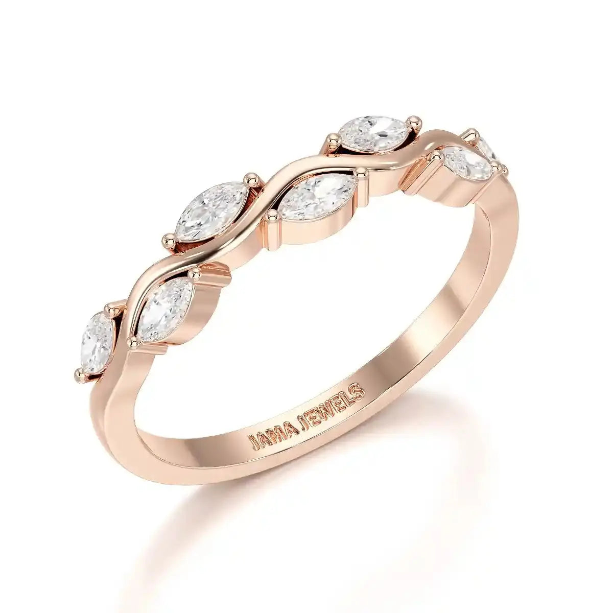 0.35 CT Twisted Ring with Marquise Cut Lab Diamonds Jama Jewels