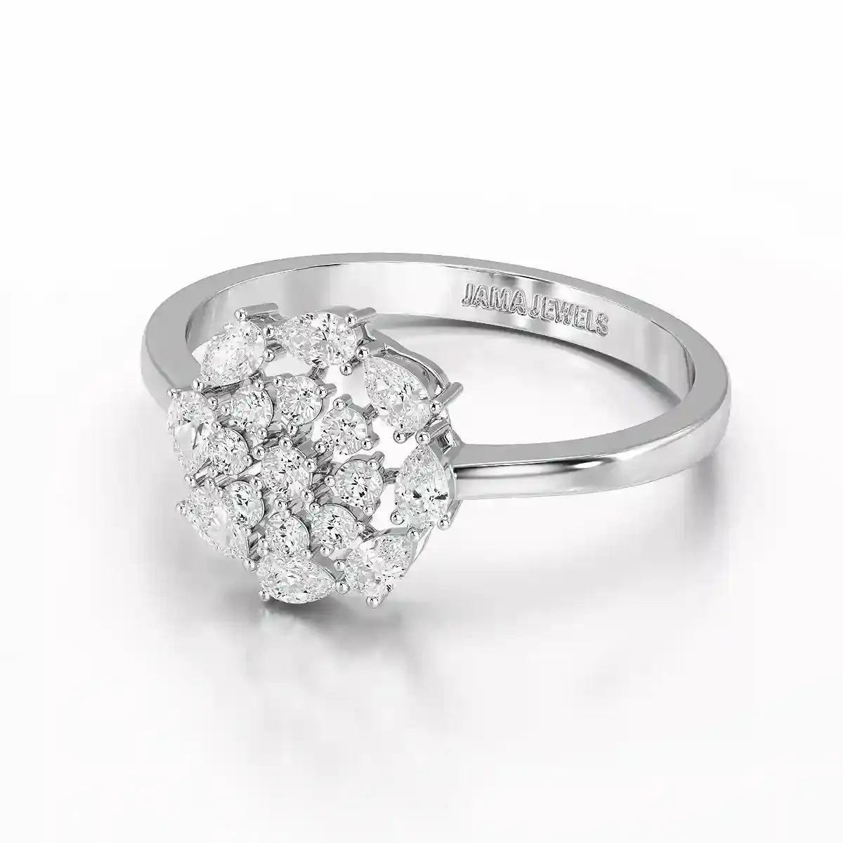 0.35 CT Cluster Ring with Pear and Round Cut Lab Diamonds Jama Jewels