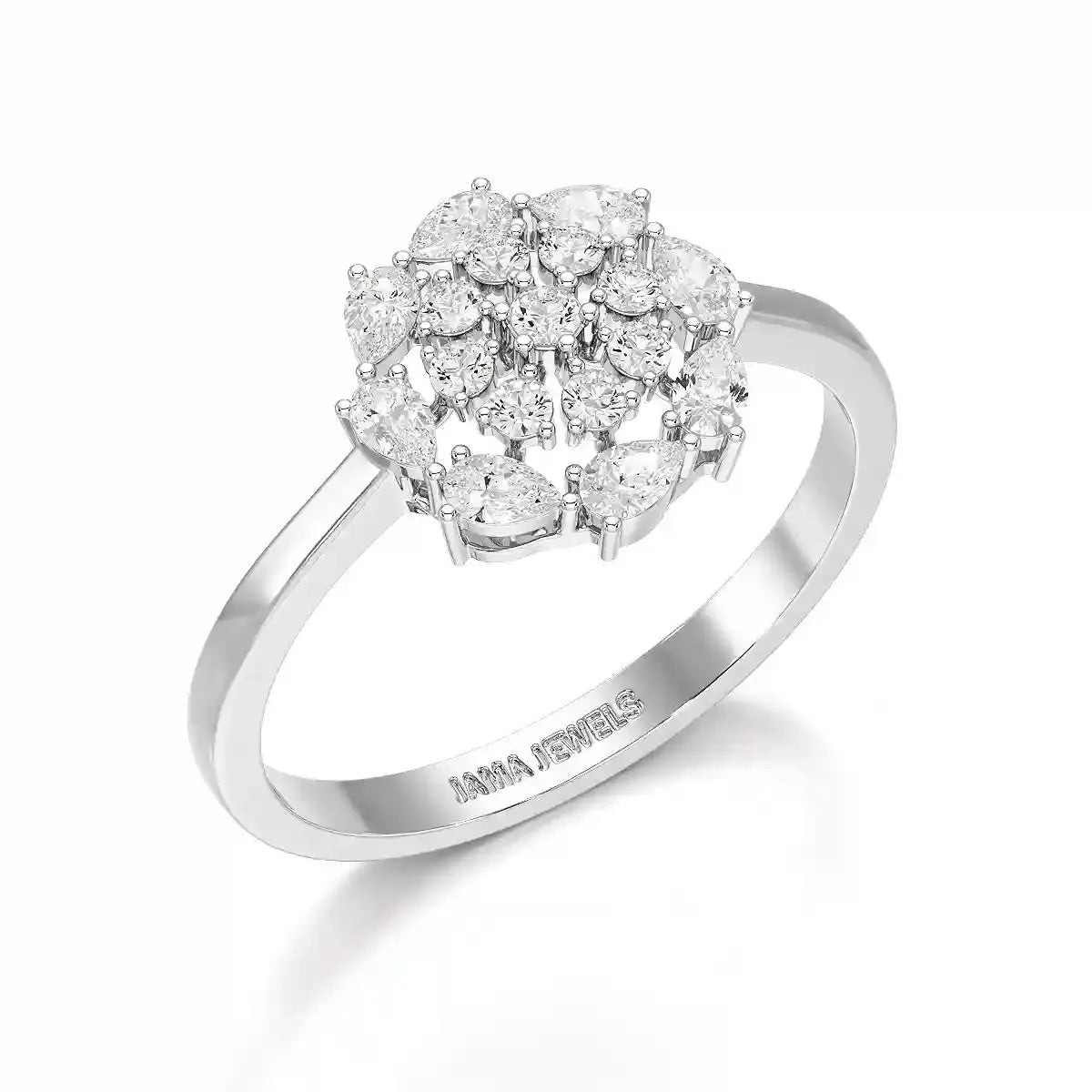 0.35 CT Cluster Ring with Pear and Round Cut Lab Diamonds Jama Jewels