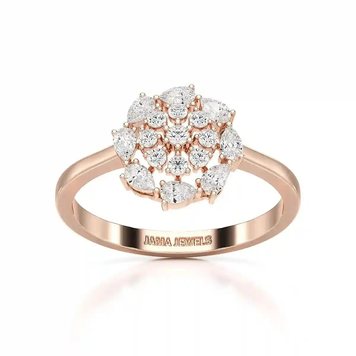 0.35 CT Cluster Ring with Pear and Round Cut Lab Diamonds Jama Jewels