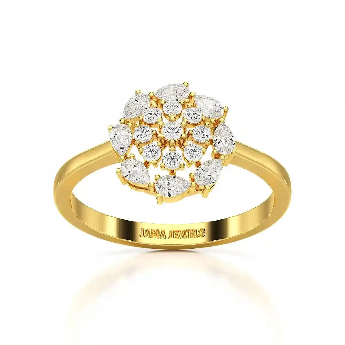 0.35 CT Cluster Ring with Pear and Round Cut Lab Diamonds Jama Jewels