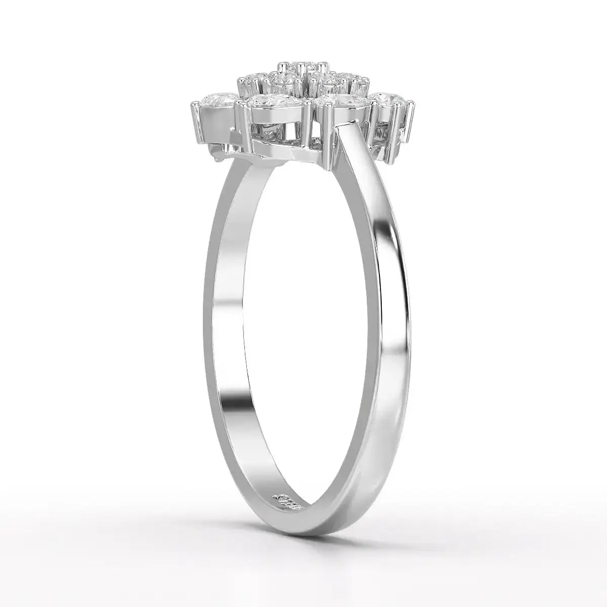 0.35 CT Cluster Ring with Pear and Round Cut Lab Diamonds Jama Jewels