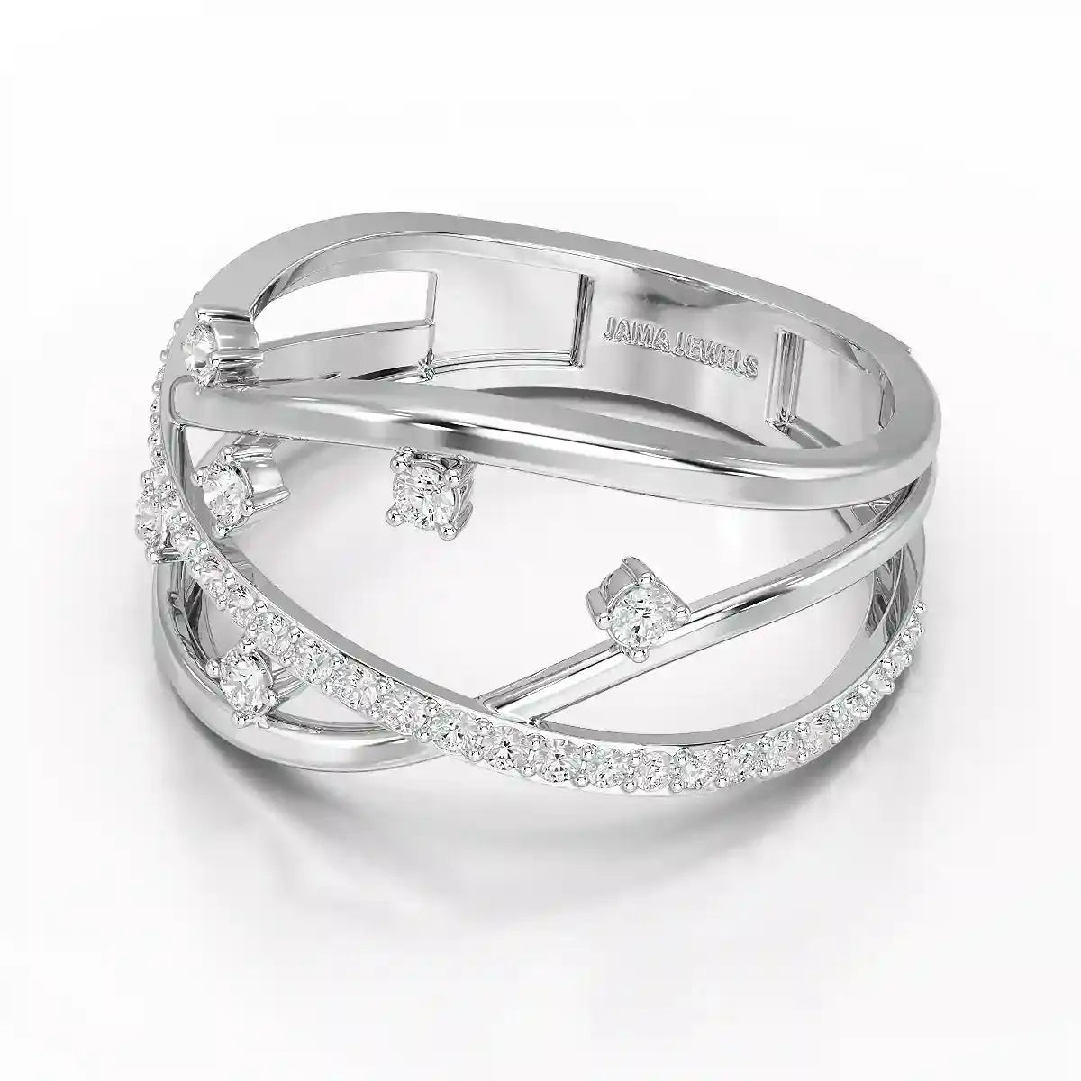 0.30 CT Round Cut Lab Diamond Crossover Ring Jama Jewels