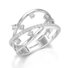 0.30 CT Round Cut Lab Diamond Crossover Ring Jama Jewels