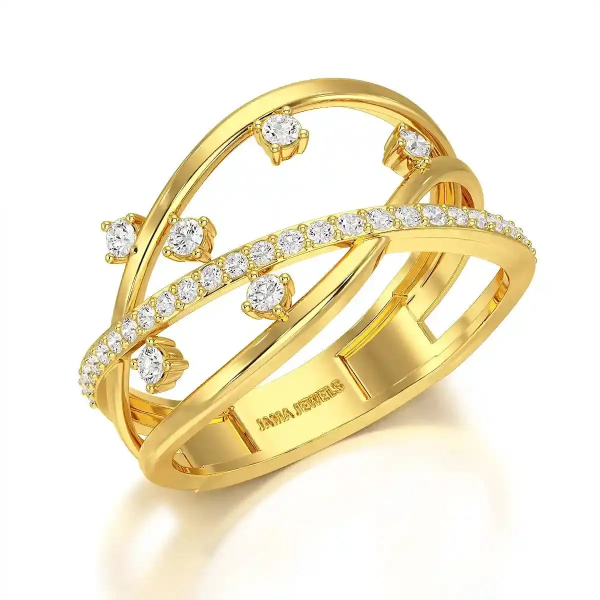 0.30 CT Round Cut Lab Diamond Crossover Ring Jama Jewels