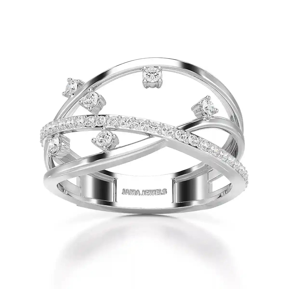 0.30 CT Round Cut Lab Diamond Crossover Ring Jama Jewels
