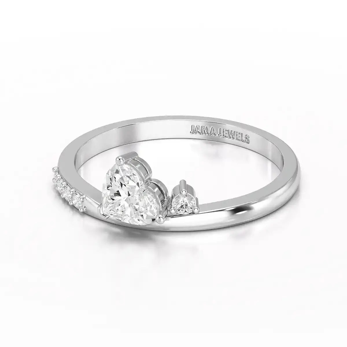 0.55 CT Stacked Heart & Round Cut Lab Diamonds Ring Jama Jewels