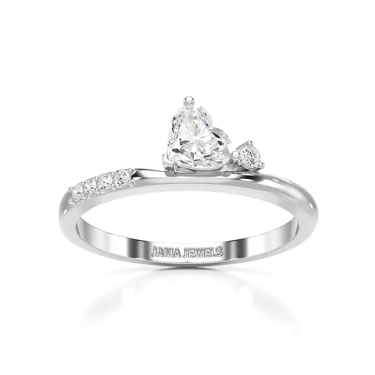 0.55 CT Stacked Heart & Round Cut Lab Diamonds Ring Jama Jewels