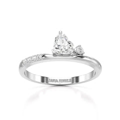 0.55 CT Stacked Heart & Round Cut Lab Diamonds Ring Jama Jewels