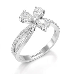 0.95 CT Pear & Round Cut Lab Diamond Split Ring Jama Jewels