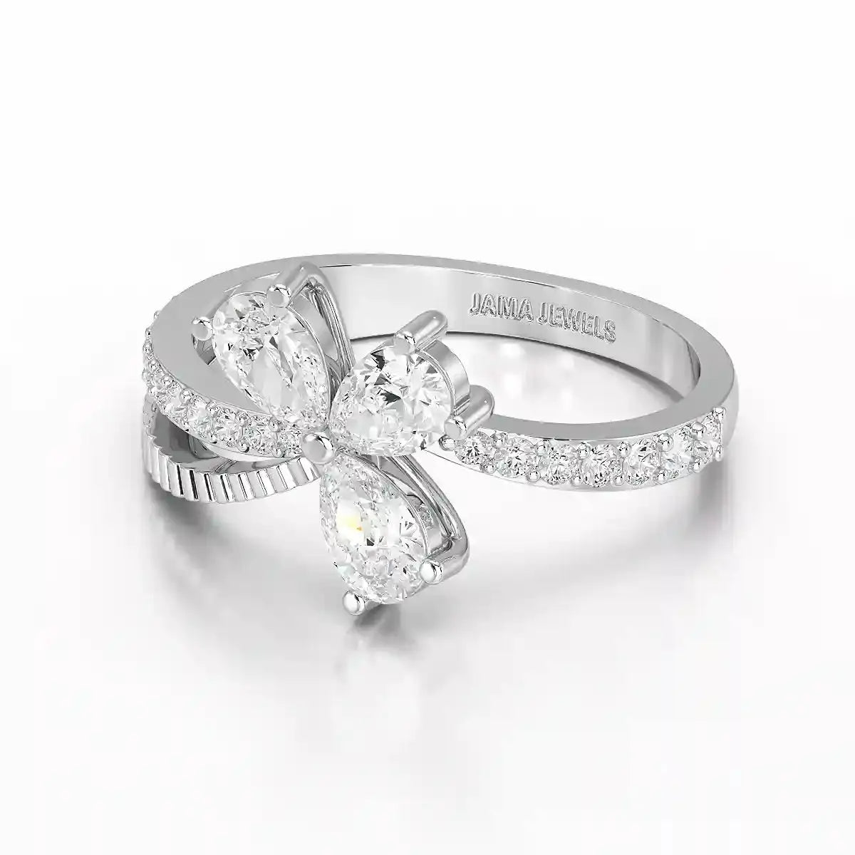 0.95 CT Pear & Round Cut Lab Diamond Split Ring Jama Jewels