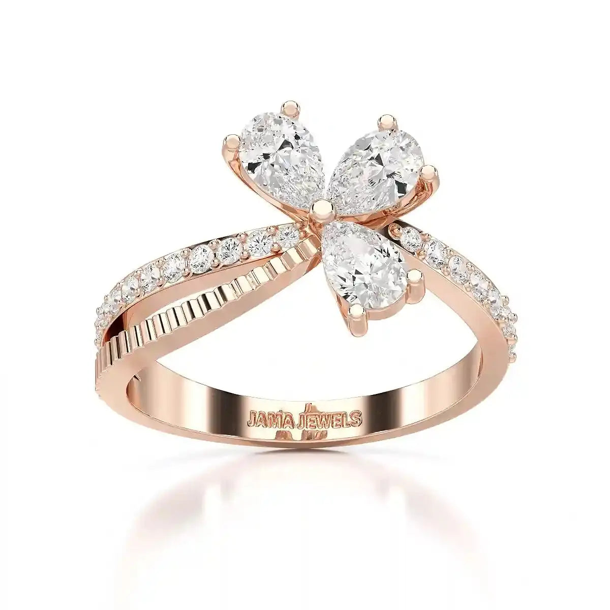 0.95 CT Pear & Round Cut Lab Diamond Split Ring Jama Jewels