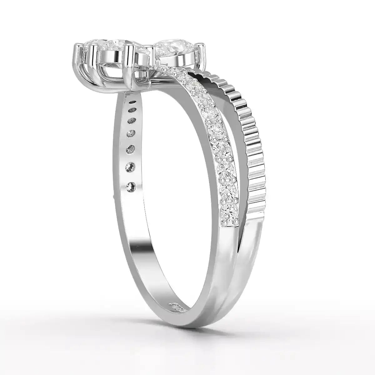 0.95 CT Pear & Round Cut Lab Diamond Split Ring Jama Jewels
