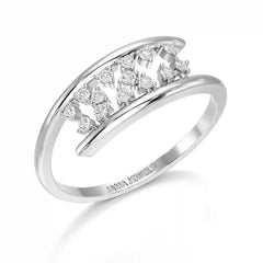 0.10 CT Pipe Pave Lab Diamond Ring with Round Diamonds Jama Jewels