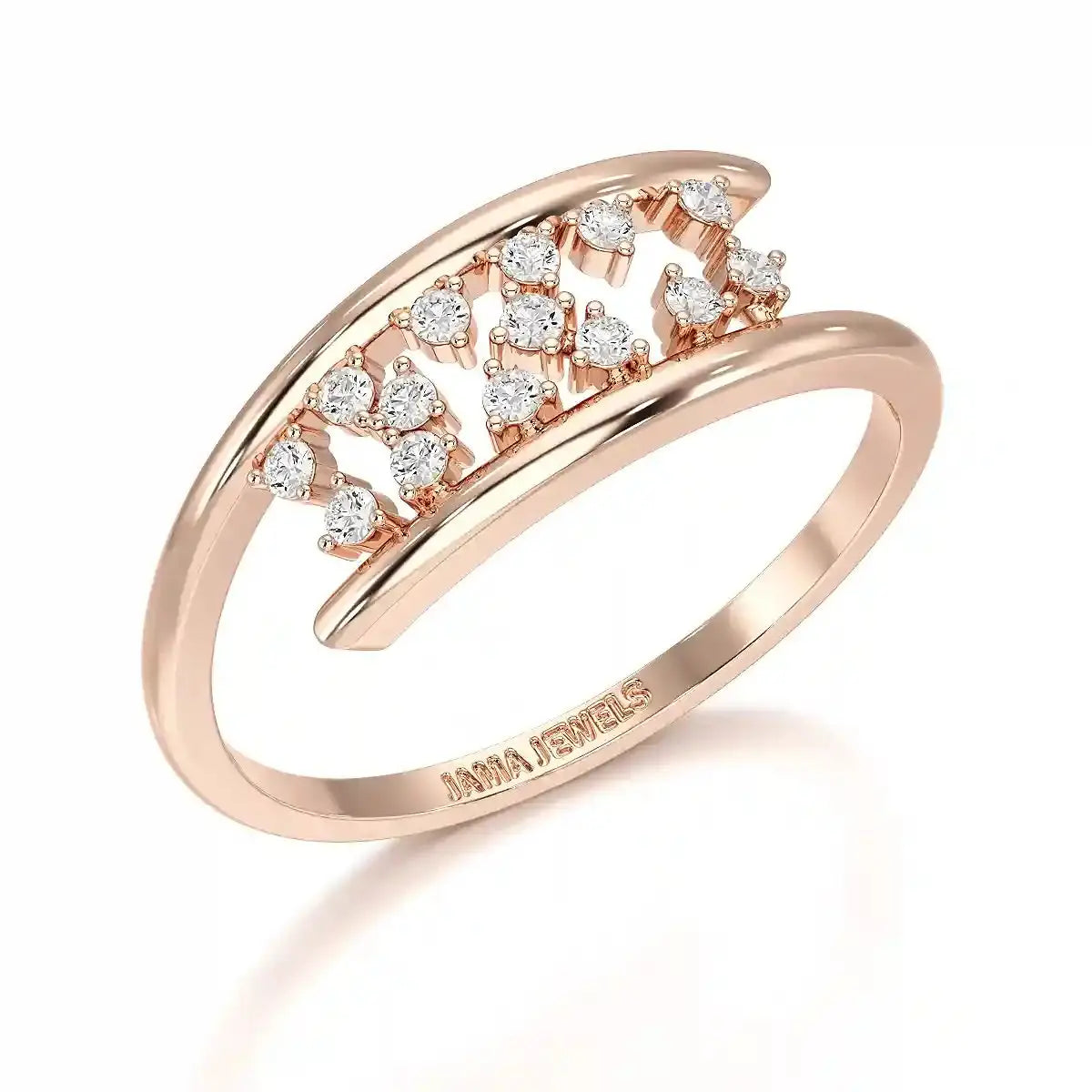 0.10 CT Pipe Pave Lab Diamond Ring with Round Diamonds Jama Jewels