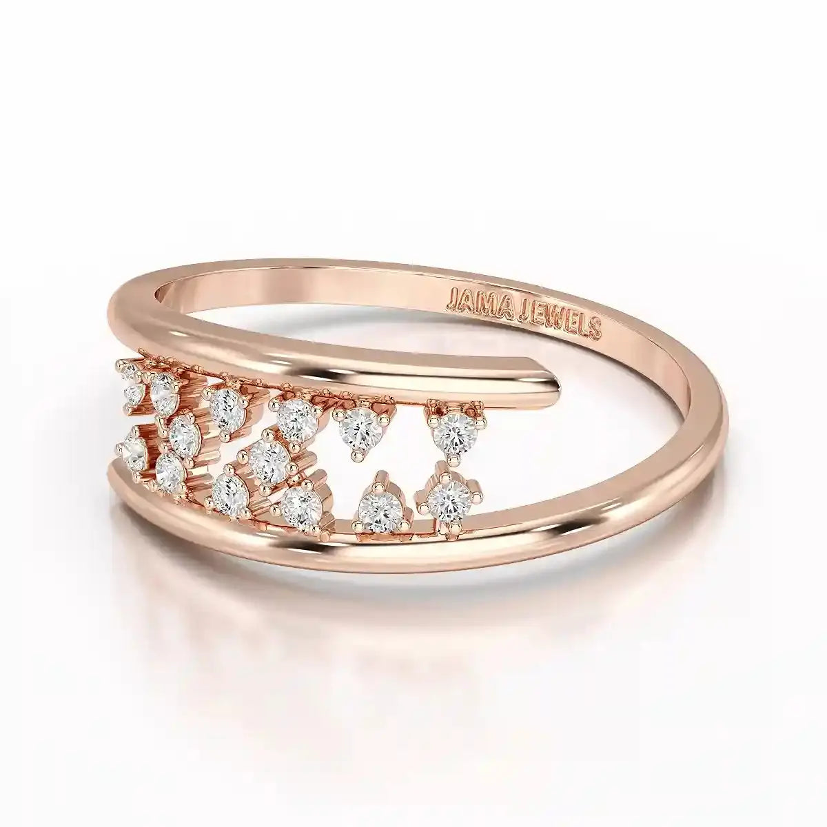 0.10 CT Pipe Pave Lab Diamond Ring with Round Diamonds Jama Jewels
