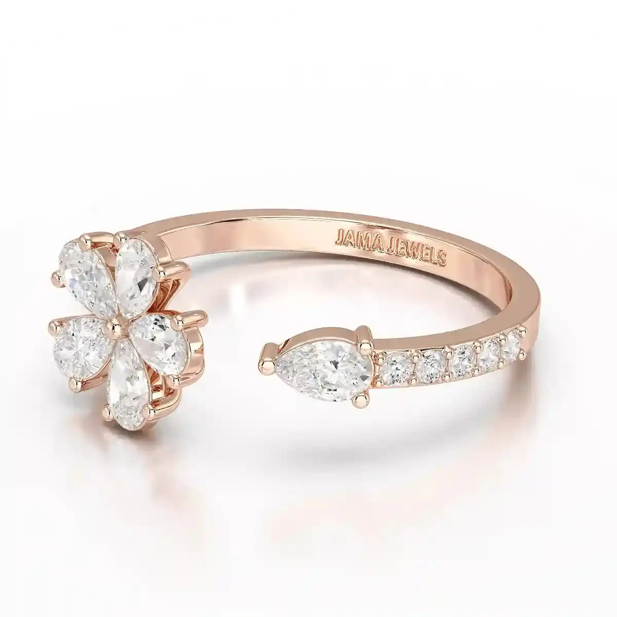 0.65 CT Open Ring with Pear & Round Cut Lab Diamonds Jama Jewels