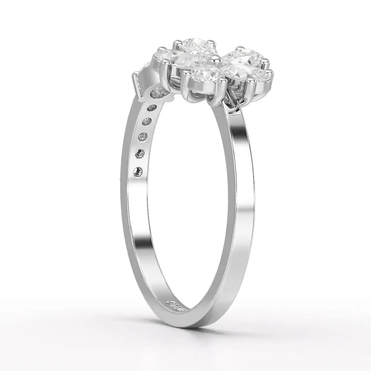 0.65 CT Open Ring with Pear & Round Cut Lab Diamonds Jama Jewels